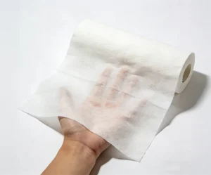 Roll of hydrophilic non-woven fabric for sanitary napkin core wrapping