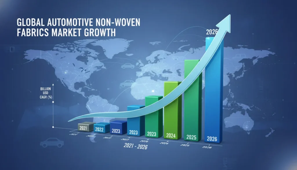 Forecast chart for the global automotive non-woven fabric market size through 2026
