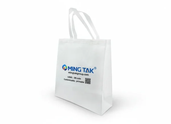mingtak-non-woven-3d-shopping-bag Mingtak Non-Woven 3D Box Shopping Bag standing upright for B2B retail use